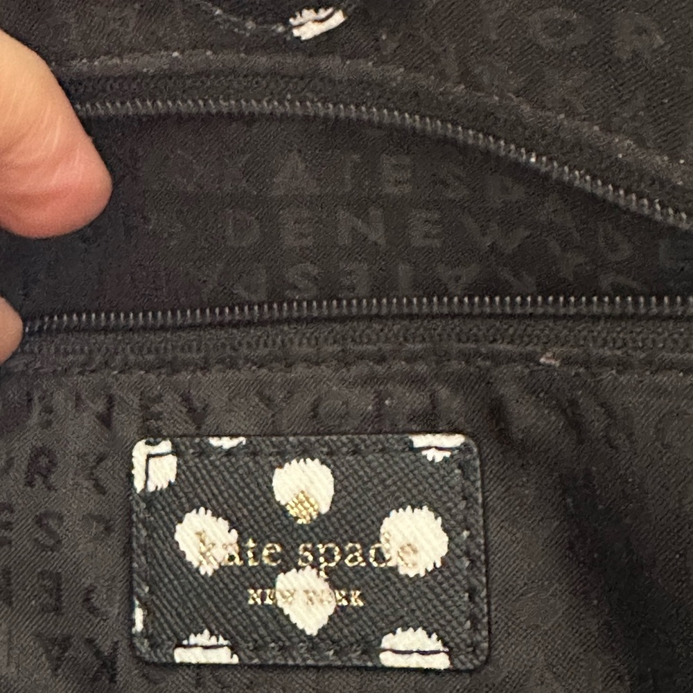Kate Spade Laurel Way Black White Polka Dot Evangelie satchel purse - Picture 6 of 9